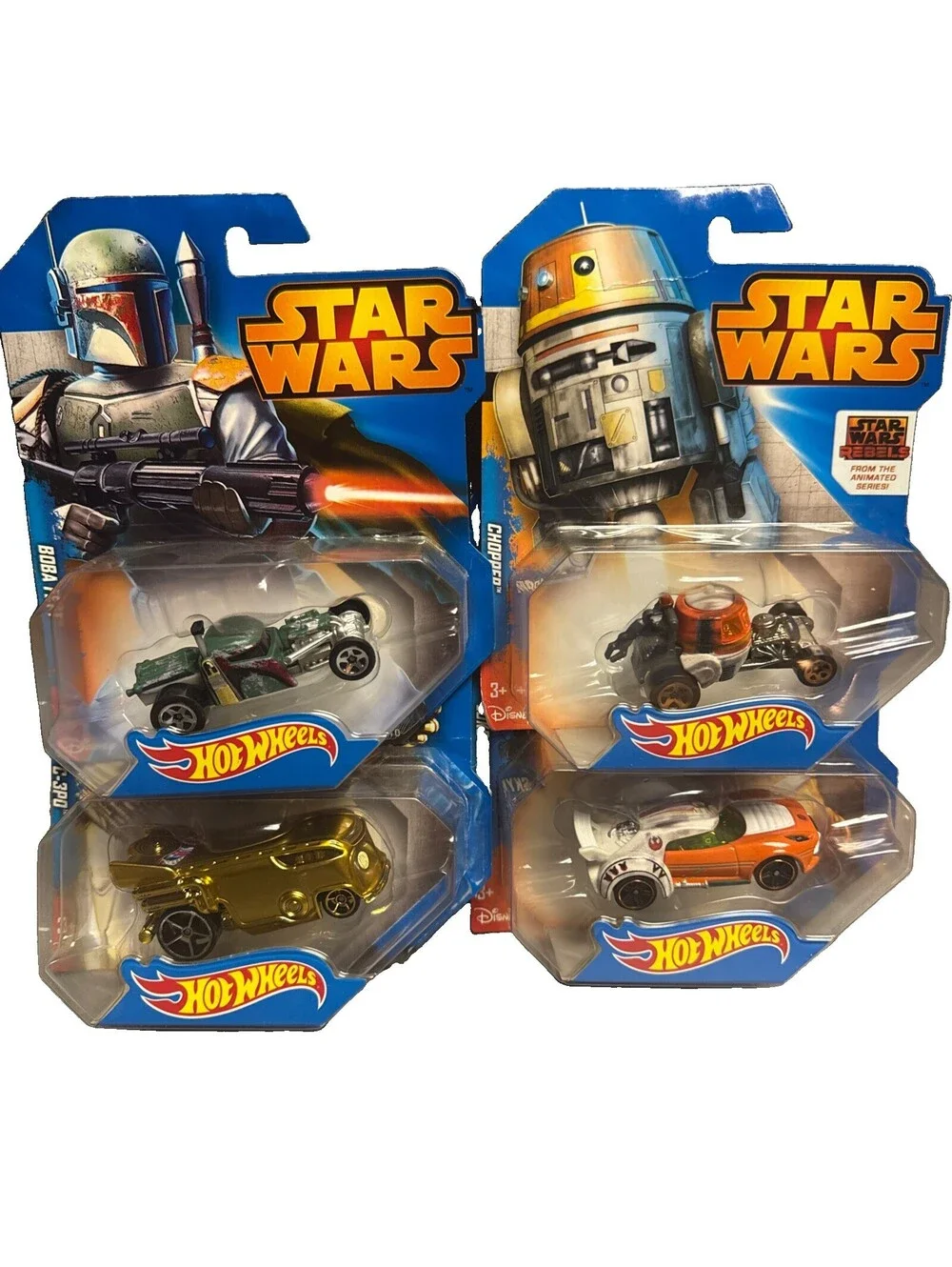 Star Wars Hot Wheel Character Lot  Of 4 Boba Fett Luke Skywalker C-3PO Chopper